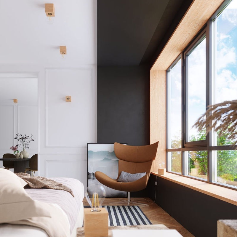 Premium Quality Wooden Ceiling Lamp - Scandinavian Design, E27 Socket