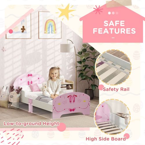 AIYAPLAY Ballet Theme Toddler Bed Frame with Safety Rails, for 3-6 Years