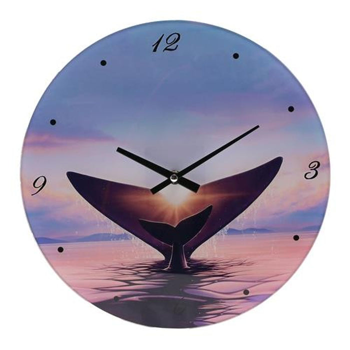 HOMETIME Whale Design Wall Clock 30cm - High-Quality Glass - Unique Statement Piece