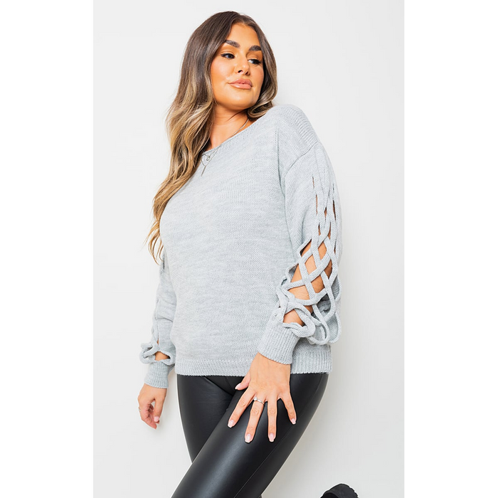 Cable Knit Jumper with Cut Out Detail - Cozy, Chic, and Captivating!