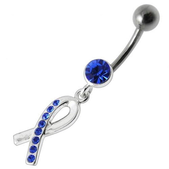 Fancy  Jeweled  CROSS Dangling Belly Ring