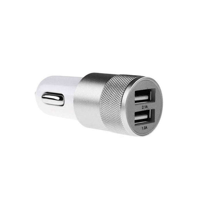 FX Powabud Car Charger 2.1A Twin USB Socket Universal Charger, Silver