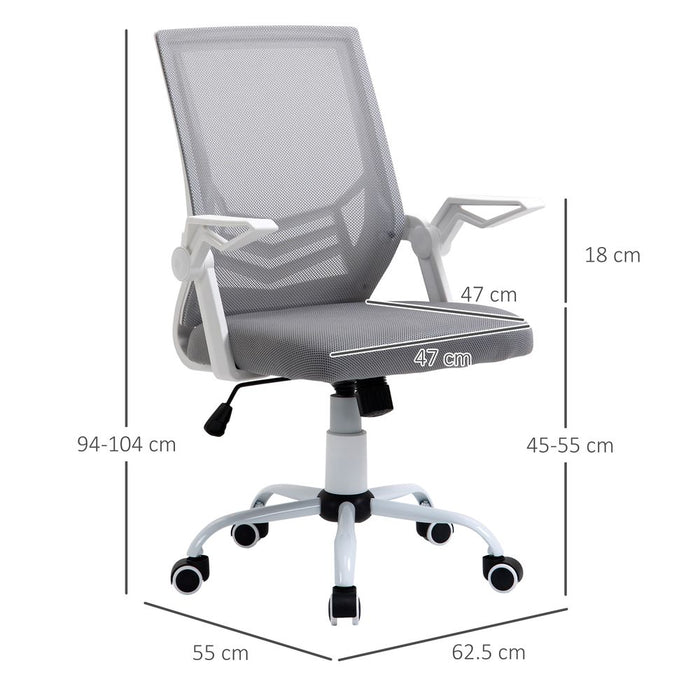 Vinsetto Office Chair, Ergonomic Desk Chair, Executive Computer Chair with 90° Flip-up Armrest and Lumbar Support, Adjustable Height for Home/Office, Grey