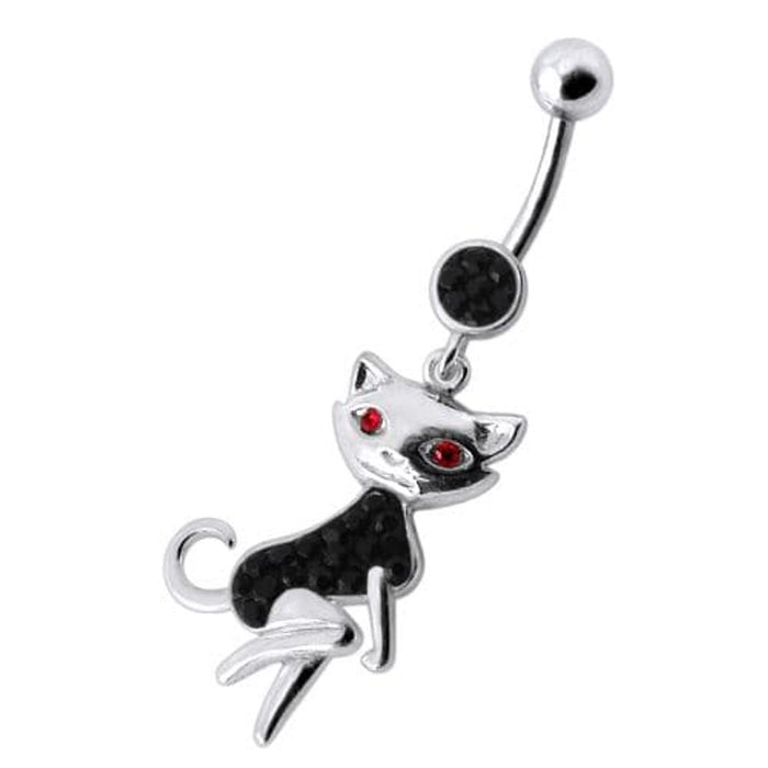 Dancing Cat Dangling Belly Ring