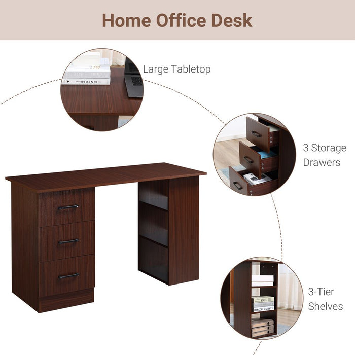 HOMCOM Computer Desk w/ Storage, Writing Table for Home Office, Brown