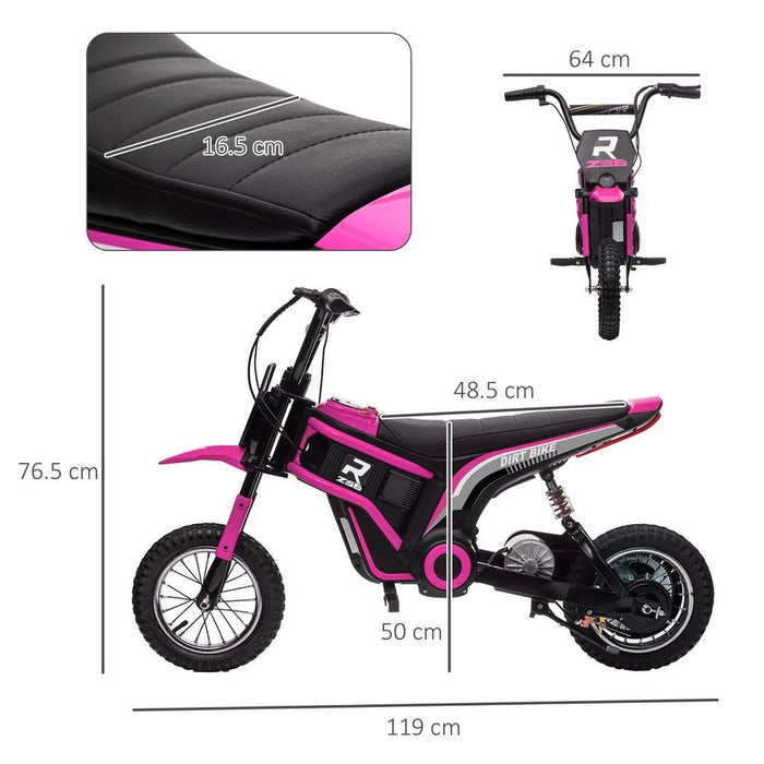 HOMCOM 24V Kids Electric Motorbike with Twist Grip Throttle, Music, Horn - Pink