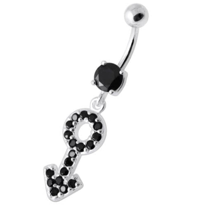 Gender Male symbol Silver Belly Ring