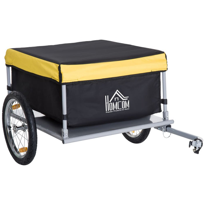 Premium Steel Bike Cargo Trailer - Secure Storage Cart, Bright Yellow Design