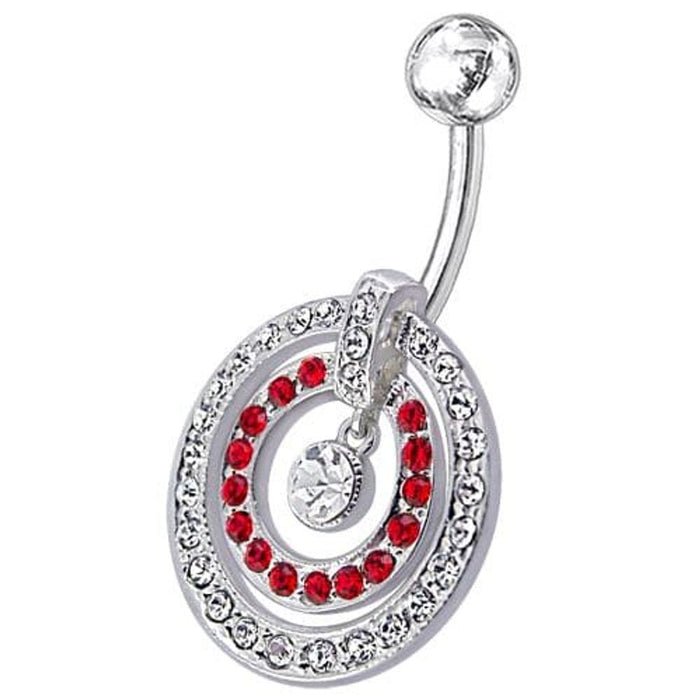 Fancy Multi Stone Jeweled Circle Dangling Belly Navel Ring Body Jewelry