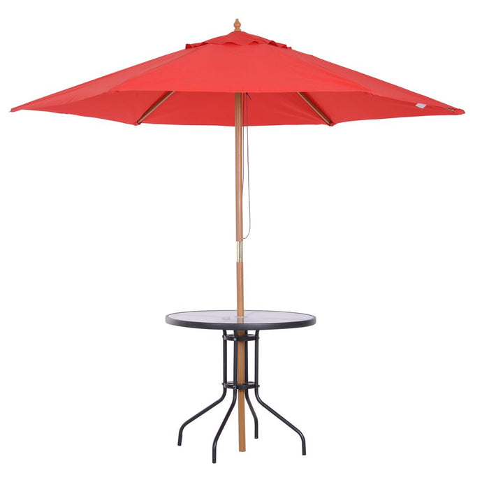 80cm Outdoor Round Dining Table Garden Patio Tempered Glass Top w/ Parasol Hole