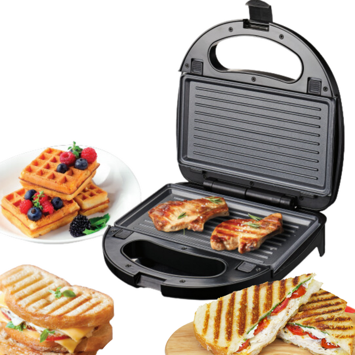 Efficient 750W 3-IN-1 Snack Maker - Perfect Toasties, Wraps, and Sandwiches