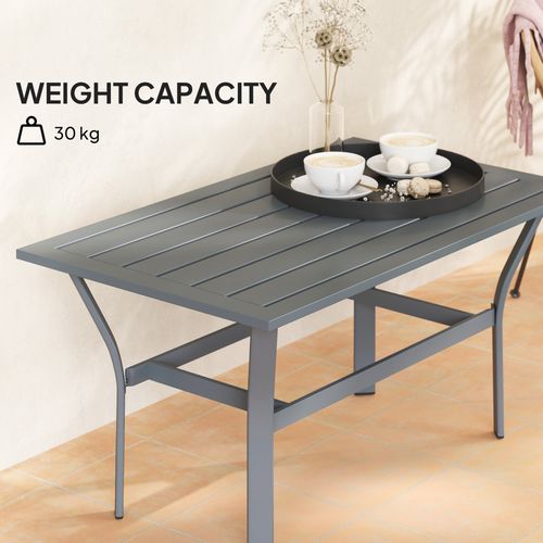 Outsunny Metal Garden Coffee Table with Slatted Tabletop, Dark Grey