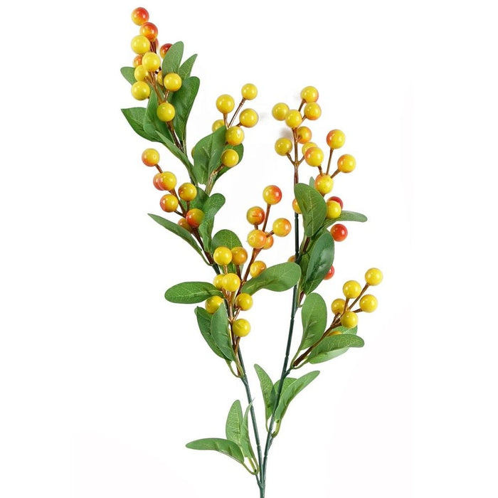 High-Quality Artificial Orange Berry Spray - Ideal for Decorations and Arrangements - 70cm Height