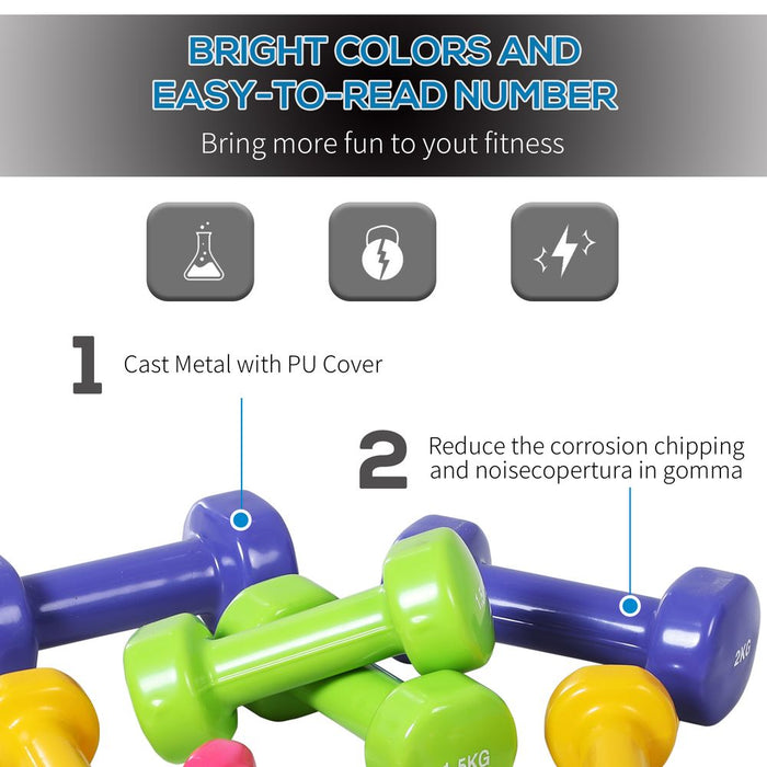 10kg Colorful Dumbbell Weights Set - Perfect for Home Exercising, Toning & Gymming!