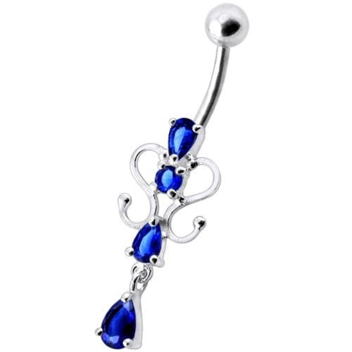 14G Fancy Dangling Green Stone Belly Ring