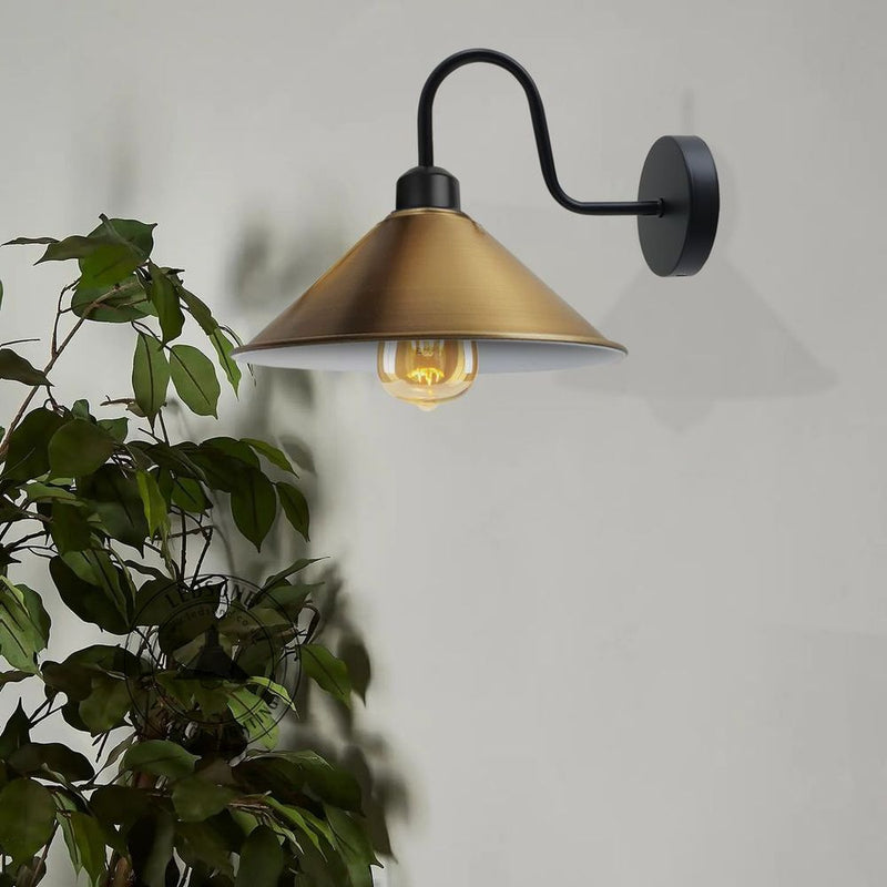 Vintage Yellow Brass Wall Light Fixture, Black Wall Sconce E27 Base - High Quality, Elegant Design - Perfect for Indoor Lighting