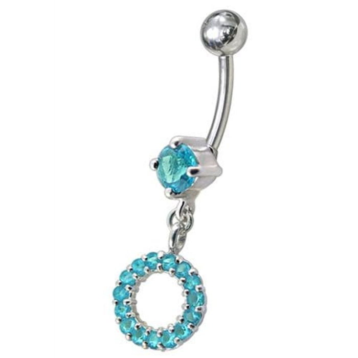 Fancy Multi Jeweled Dangling Navel Belly Ring Body Jewelry