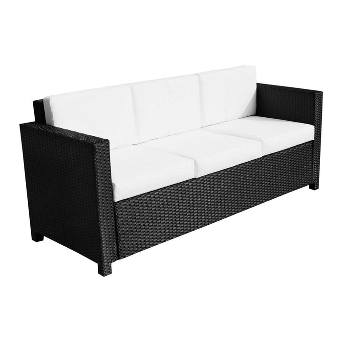 3 Seater Rattan Garden Sofa Black Outdoor Patio Wicker Weave Furniture Chair