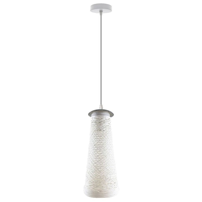 Handmade White Woven Twine Pendant Light - Vintage Style, Earthy Design - E27 Base - 30cm Height - CE, RoHS Certified