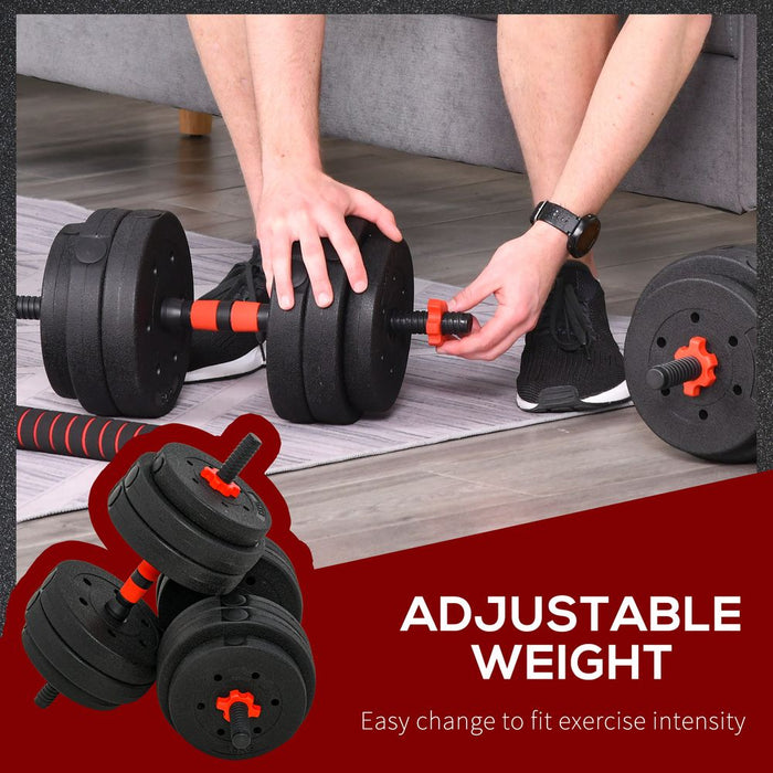 Versatile 2 IN 1 Barbell Dumbbells Weight Set - 25kg for Body Fitness - HOMCOM