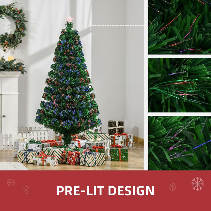 Pre-Lit Fibre Optic Artificial Christmas Tree Tree Topper Multi-Colour 5ft