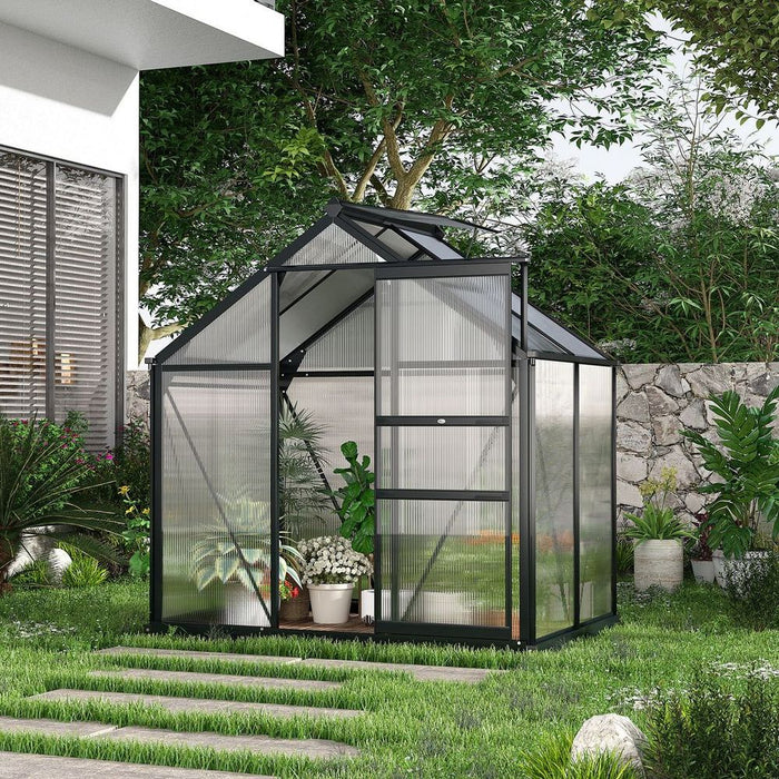 Premium 6x4ft Polycarbonate Garden Greenhouse | Aluminium Frame | Slide Door | High-Quality Shelter for Plants