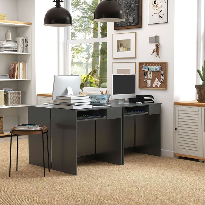 HOMCOM Compact Computer Table, Grey: Space-Saving, Durable, Stylish - Ideal for Study, Office, or Bedroom