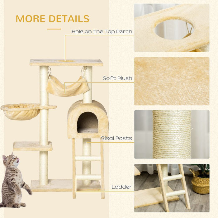 Premium Cat Tree - Sisal Scratching Post, Plush Hammock, Cozy House - Pawhut