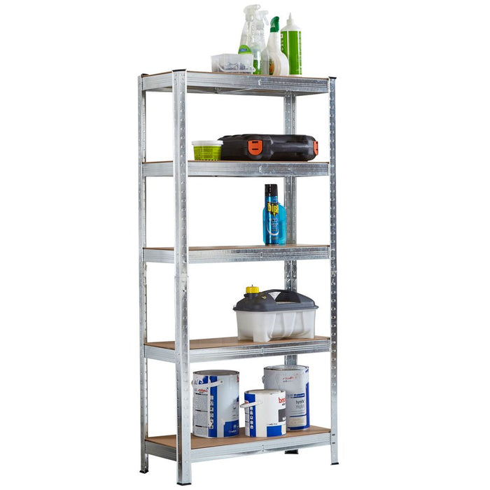 Premium 5 Tier Garage Shelving Racking - Adjustable Heights, Heavy Duty, Split into Workbenches