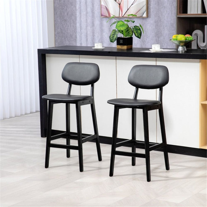 2x Bar Stools / Dining Chairs - Black 42W x 47D x 92Hcm