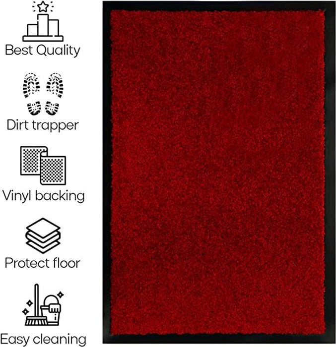 ARRAN 120 X180 RED - Premium Quality Red Barrier Mat - Stop Dirt, Mud, and Wet - Non-Slip Backing - Ideal for Home and Office