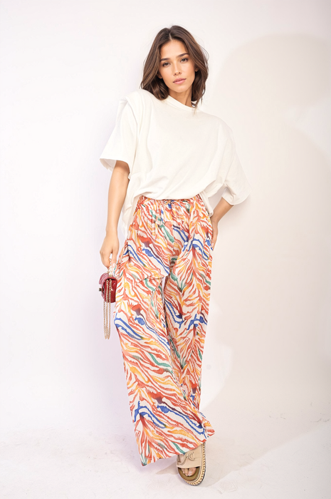 Pleated Wide Leg and Elastic Waist Trousers - Stylish, Comfortable, and Versatile!