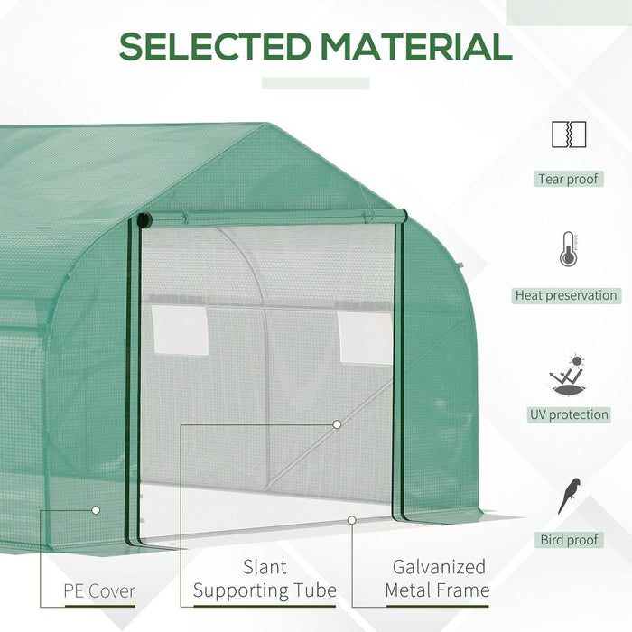 Premium 15x10ft Walk-in Greenhouse: Strong PE Cover, ZipDoor, 6 Windows, Ideal for Year-Round Gardening