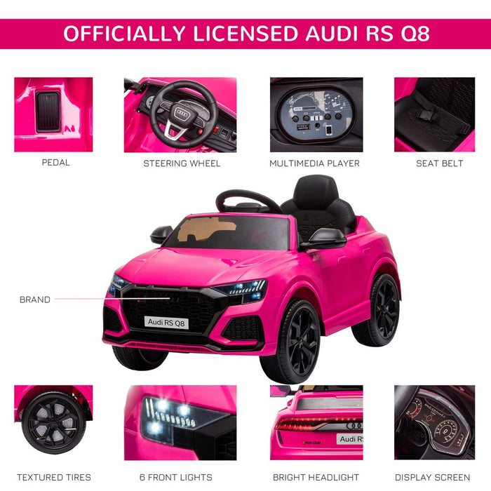 Audi RS Q8 6V Kids Electric Ride On Car Toy w/ Remote Control Pink HOMCOM