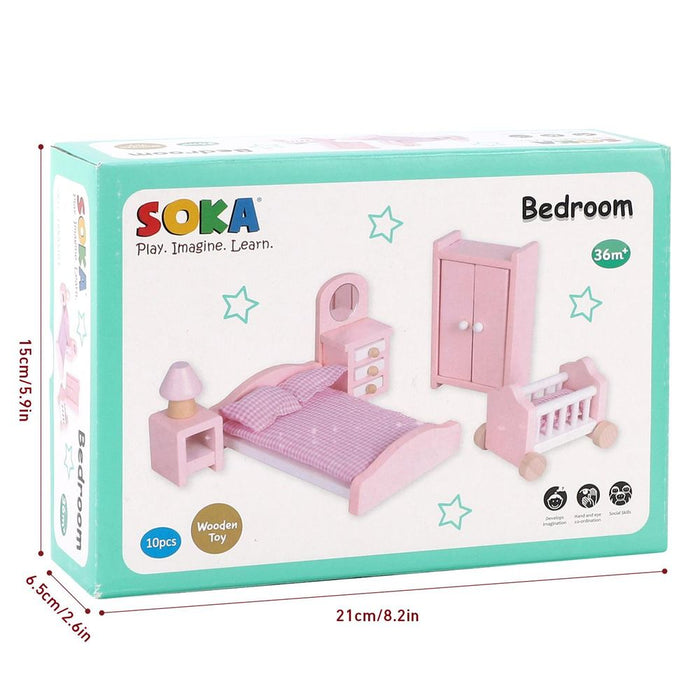 SOKA Bedroom Dollhouse Furniture Set - 6 Pieces