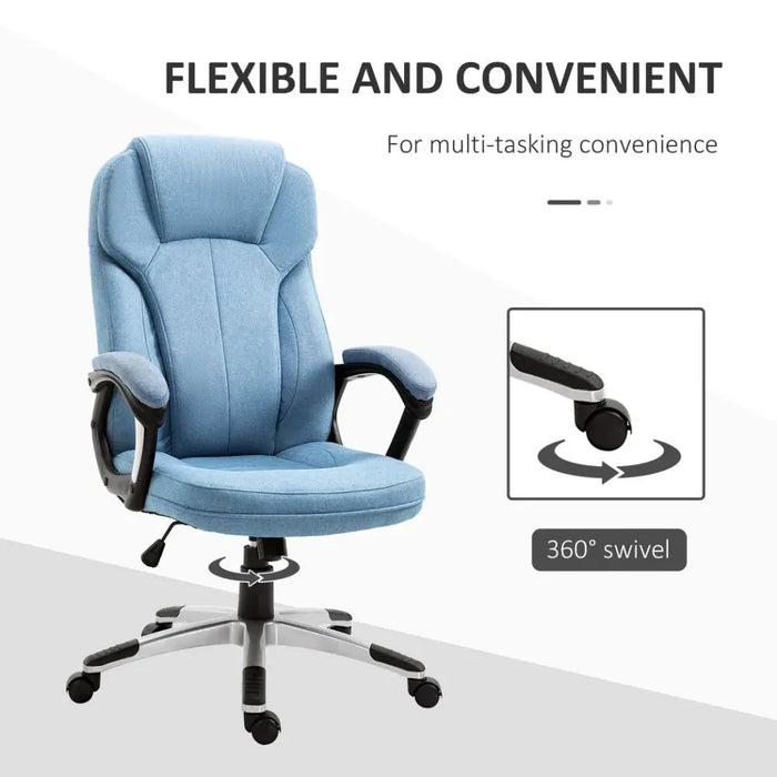 High Back Home Office Chair Height Adjustable Computer Chair w/ Armrests, Blue