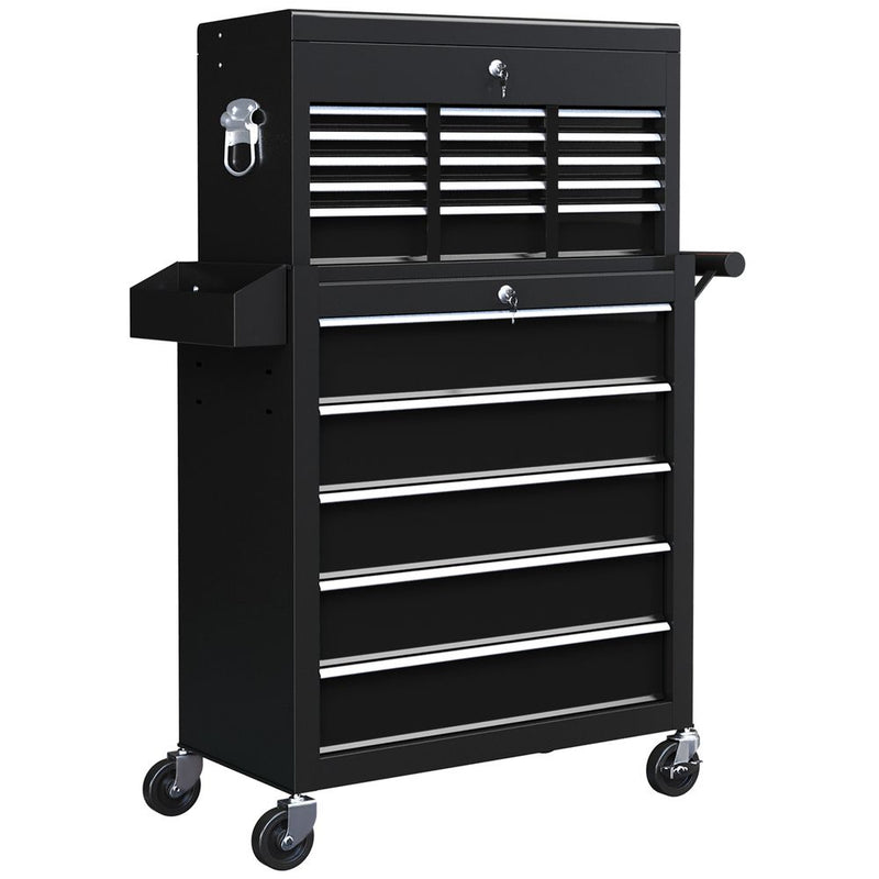 HOMCOM Rolling Tool Chest Lockable Roller Cabinet with with 14 Drawers Red