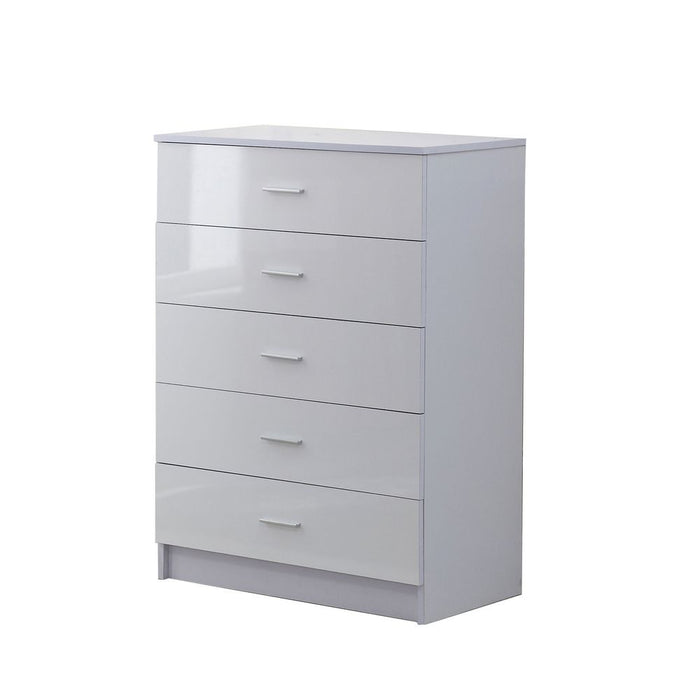 Tall White High Gloss Wardrobes 3Pc Chest Nightstand 7 Drawer - Best Quality & Elegance