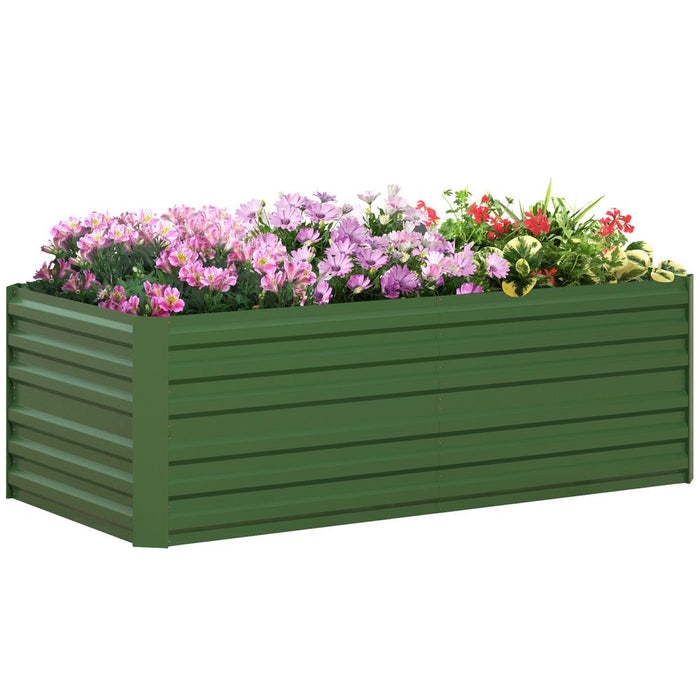 Outsunny Steel Raised Bed | Reinforced Rods | Green | Outdoor Garden Planter