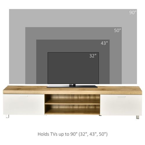 HOMCOM Modern Unit for TV w/ Cabinet Shelf for Living Room - Light Brown