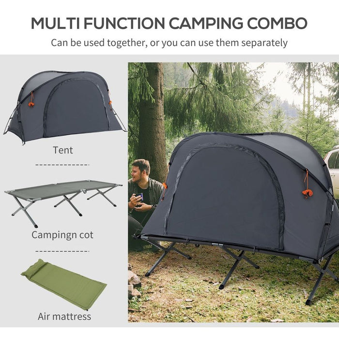 Outsunny Camping Tent Cot w/ Self-Inflating Air Mattress | Carry Bag - Comfort & Convenience!