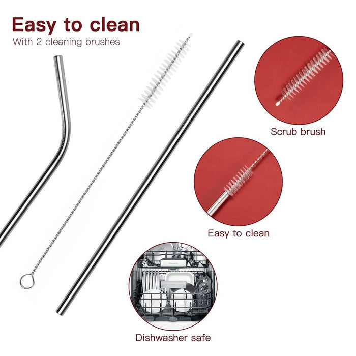 VINSANI STAINLESS STEEL STRAWS - Reusable, Durable, Environmentally Friendly - Set of 2