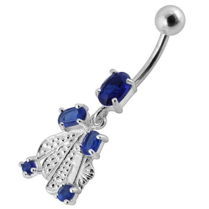 Fancy Silver Dangling Belly Ring With SS Banana Bar