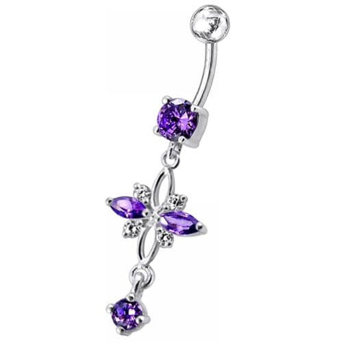 Fancy  Jeweled Dangling Navel Belly Button Ring