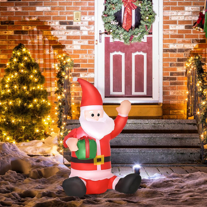 4ft Inflatable Christmas Santa Claus Gift with LED Xmas  Holiday Outdoor