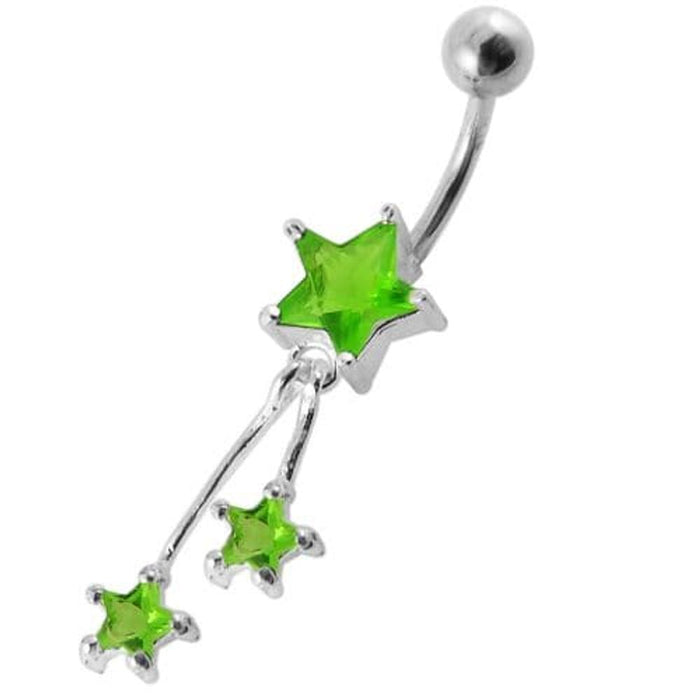 Jeweled Stars Dangling Belly Ring