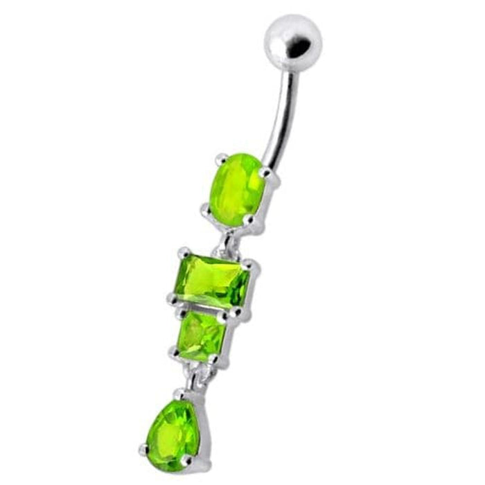 Fancy Studded Dangling Body Jewelry Curved Belly Ring