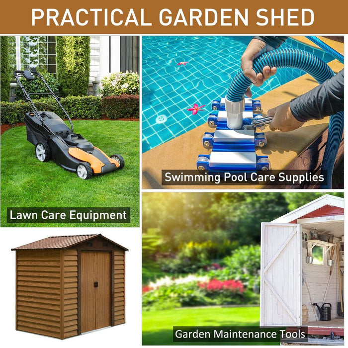 Garden Shed, Steel, 235.7Lx195.6Wx176.7-208.7H cm, Organize Your Outdoor Space