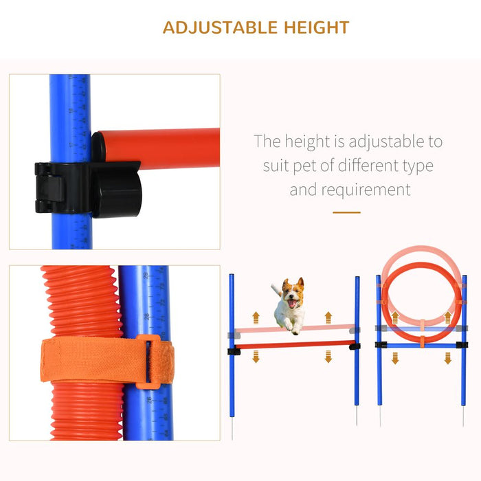 PawHut Pet Agility Training Equipment Dog Play Run Jump Obedience Training Set Adjustable (Pole + Hoop + Hurdle)