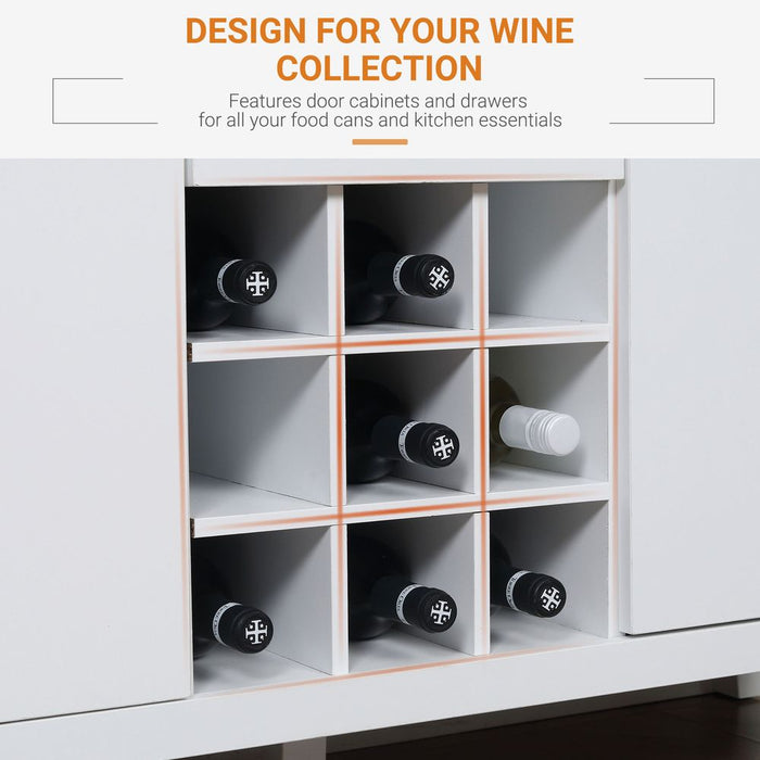 Premium 9-Bottle Wine Rack Sideboard - Drawer, Buffet, Farmhouse Style